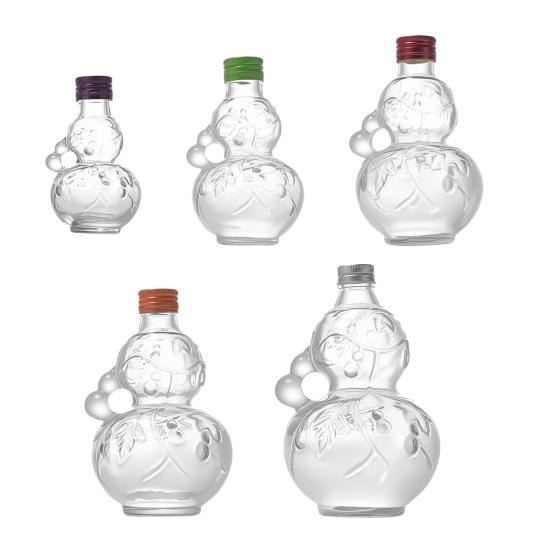 Creative Gourd-Shaped Glass Bottle with Handles Thickened Glass Liquor Bottle for