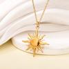 Stainless Steel Gold Color Sun Pendant Necklace Waterproof Clavicle Chain Fashion Jewelry Gift for Woman