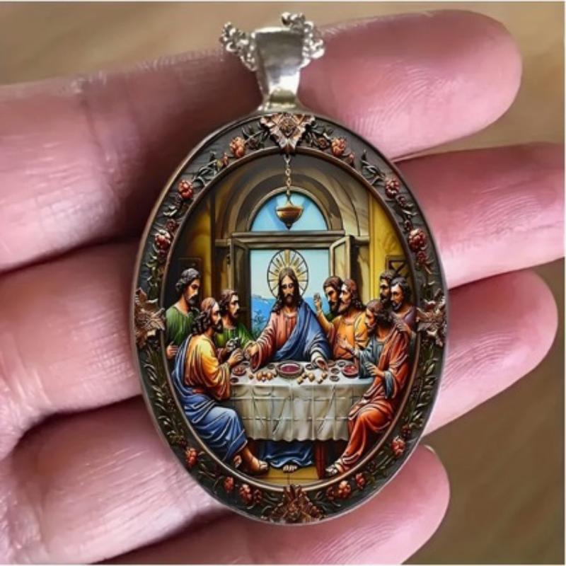 Anhänger Bemalt Retro Charakter Titanstahl Mode Hip-Hop Punk Halskette für Männer und Frauen