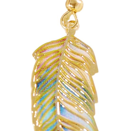 1 Pair Hook Earrings Retro Style Gradient Color Enamel Technology Gold-Plated Edges Feather Shape Drop