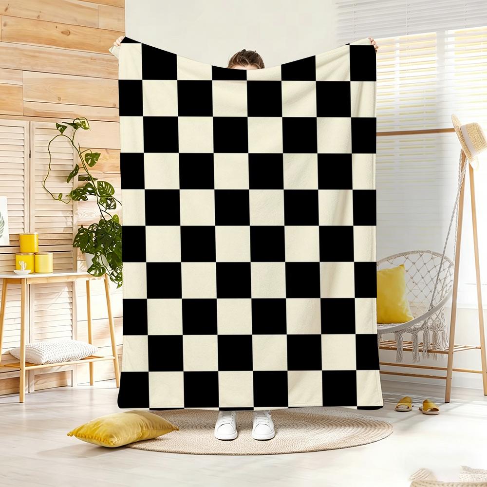 Classic motif C-Checkerboard Throw Soft Warm Throw Blanket for Bedroom Living Room Bed Travel Camping Picnic Gift