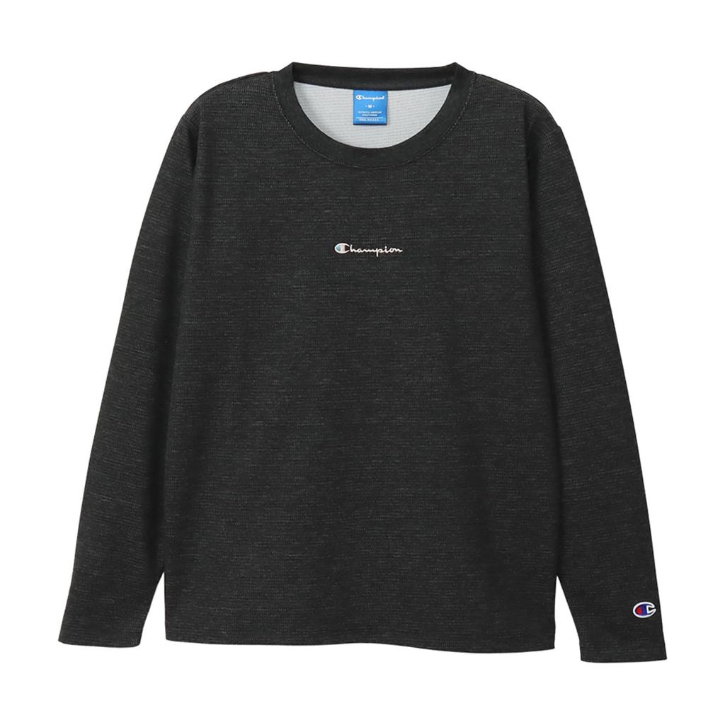 Champion Long Sleeve Heather Size Round UV Graphic Logo Print Women's T-Shirt, Black, M, CW-AS403, Neck, Quick-Drying, Protection, Water-Repellent,