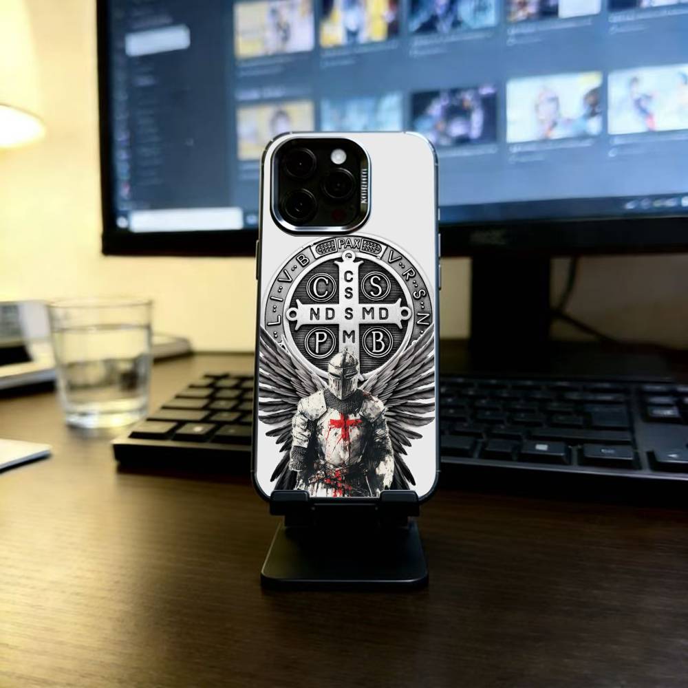 Sao Bento Benedict of Nursia Phone Case For iPhone 17,16,15,14,13,12,11 Plus,Pro Max,XS,Colorful Silver Phone case Funda Cover