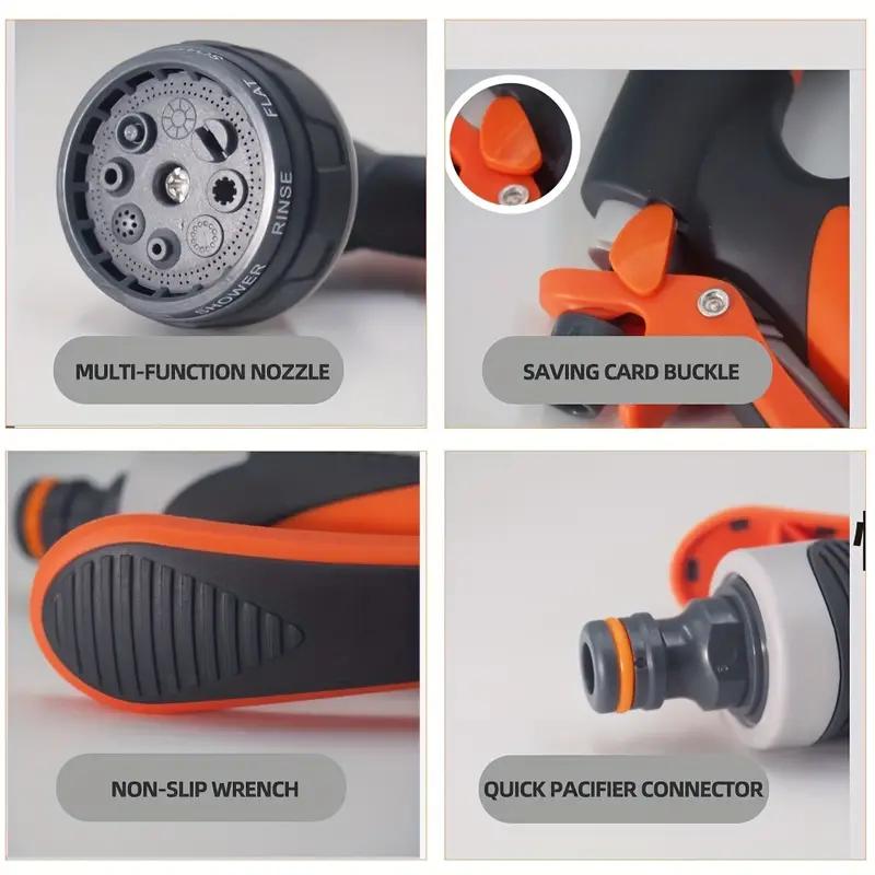 1 Stück Hochdruck-Wasserpistole - 8-Funktionen-Sprengkopf, Einstellbarer Wasserdruck für Garten & Autowäsche