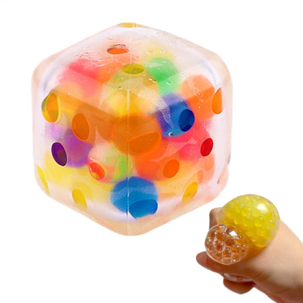 Square Water Droplet Balls/ Colorful Bead Squeeze Balls For Stress Relief/ Reusable Fidget Pinch Toy/ Stress Relief Noisy Ball