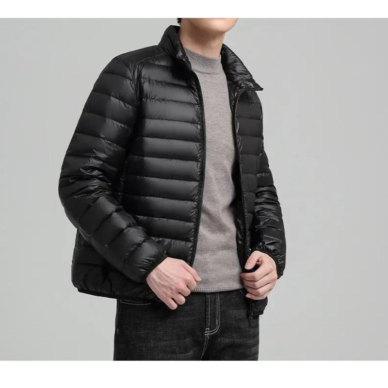 Solid Lightweight Winter Warm Parkas Standing Collar Cotton Down Padding Parkas For Men Casual Thick Jackets Male Winter Coats