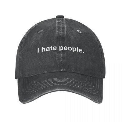 Vintage bawełna nienawidzę ludzi czapka z daszkiem dla chłopca dziewczyna Snapback kapelusze przeciwsłoneczne sarkastyczny samotny autyzm niespokojny niepokój nieśmiały czapki z daszkiem