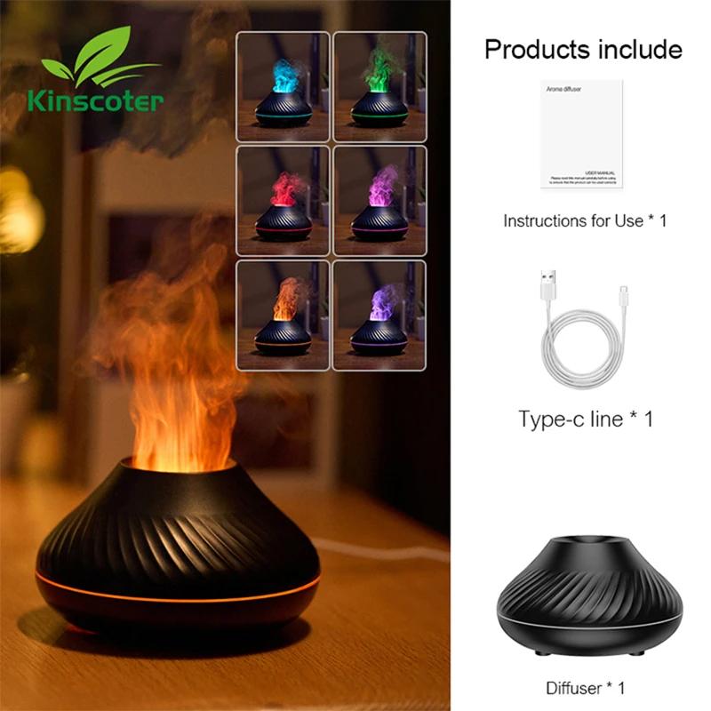 Diffusore di aromi vulcanici Lampada a olio essenziale 130ml Umidificatore portatile USB con luce notturna a fiamma colorata