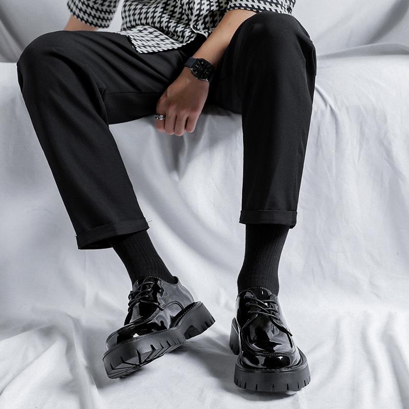 New Glossy Leather Shoes Men'S Korean Version Of Trendy Hairstylist Patent Leather, That Is Heightening Platform Leather Shoes 20353-R