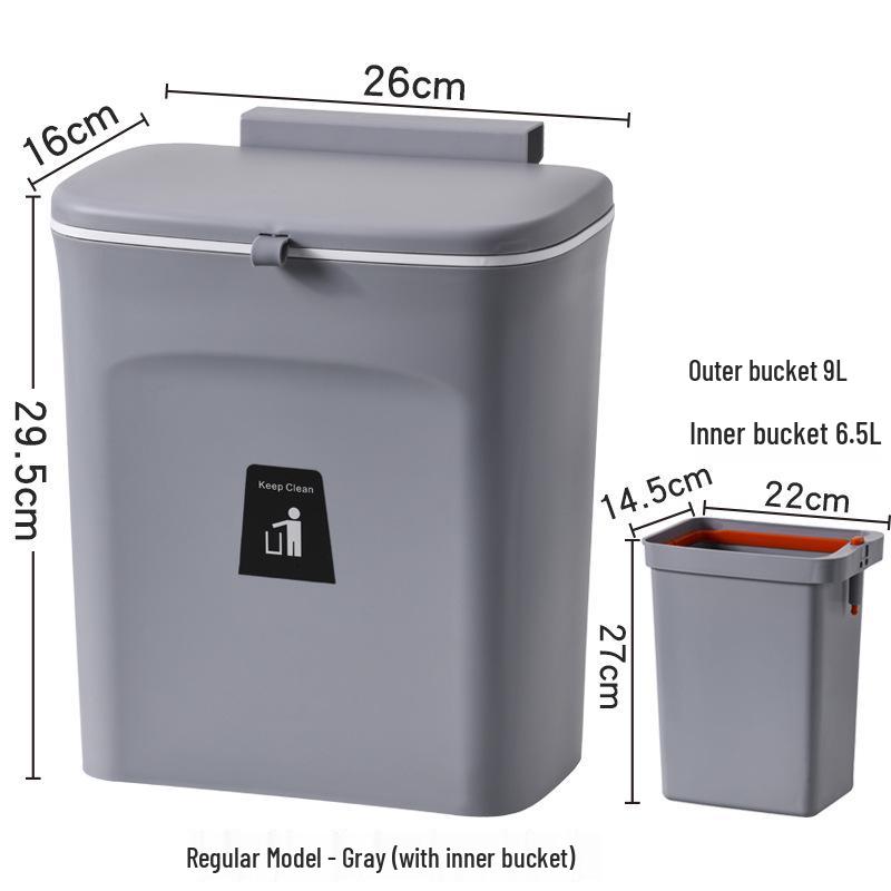 Wall-Mounted Kitchen Trash Can with Handle and Inner Bucket for Cabinets