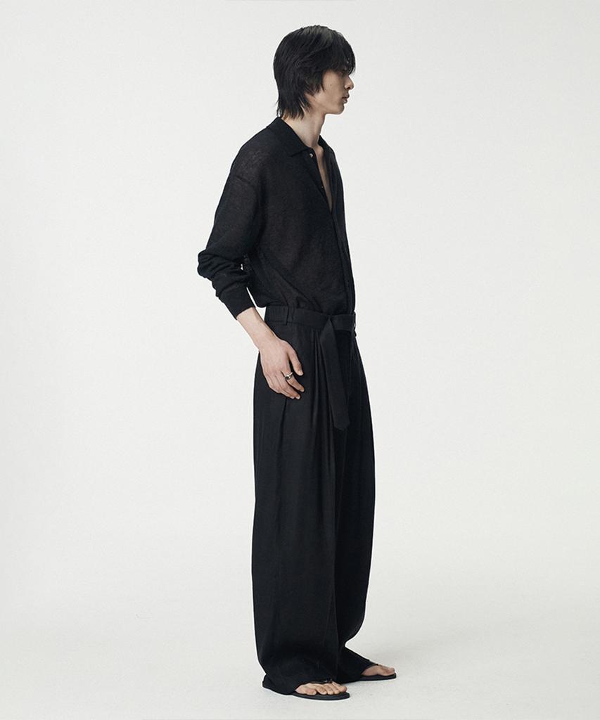 Umarmung Italian Mohair Shirts Collared Cardigan_Black