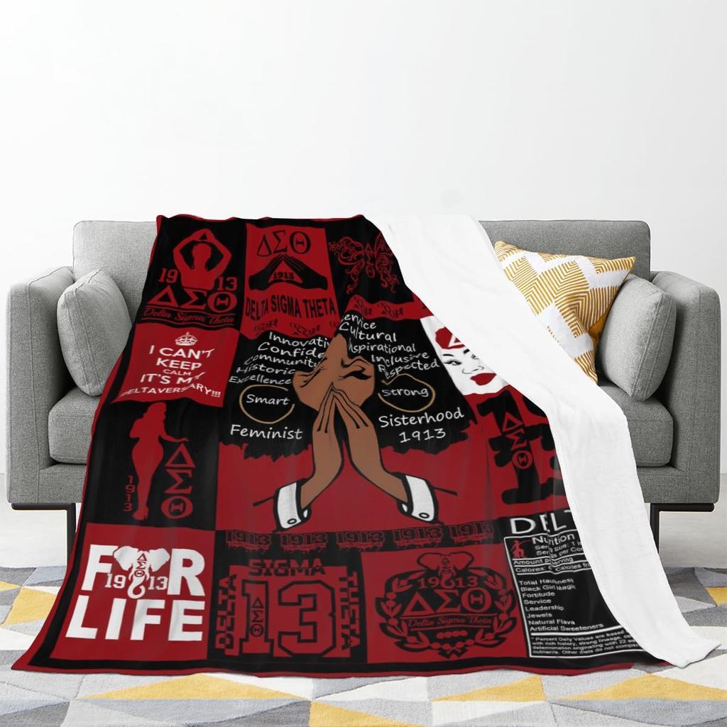 Sorority Gifts for Women - J1913 Elephant Sorority Blankets 50''x60' DST Throw Blanket for African American Sorority Women/Girls Birthday Gift