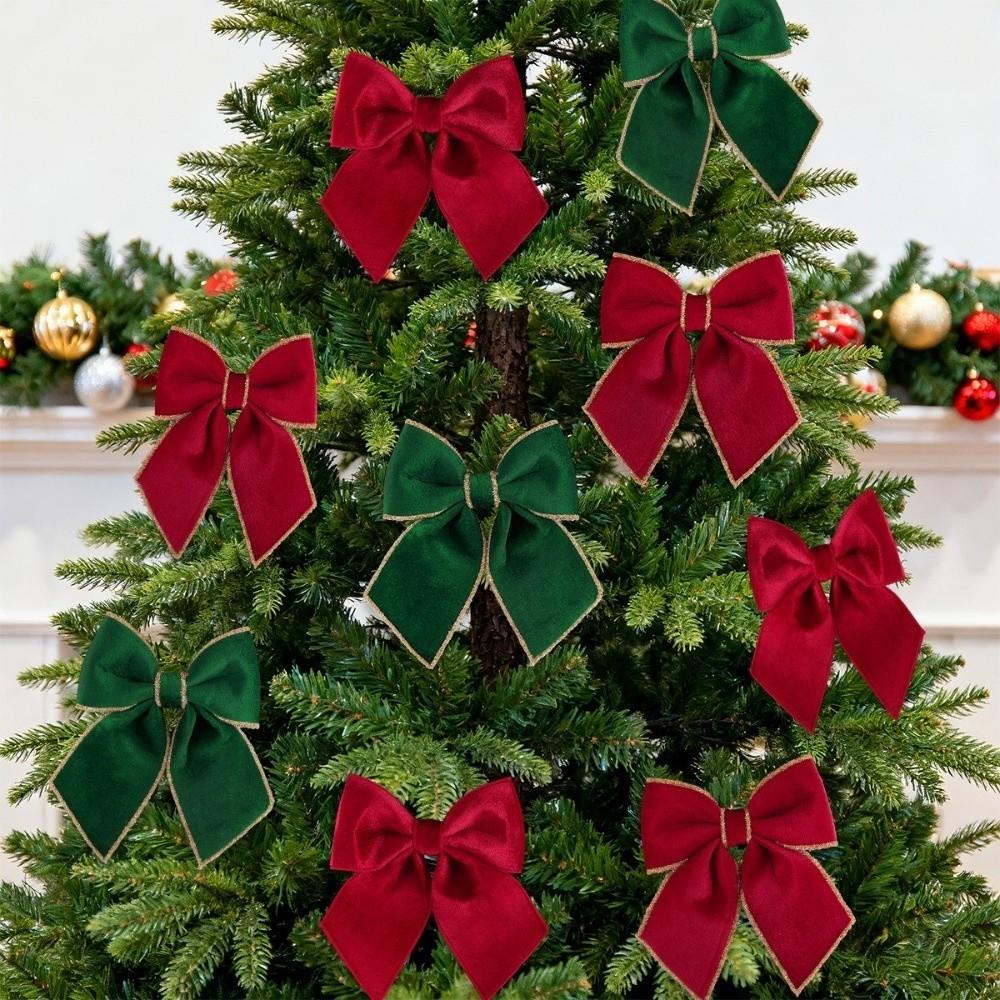 Red Green Christmas Bowknot Handcrafted Christmas Tree Decorations  Christmas Gift