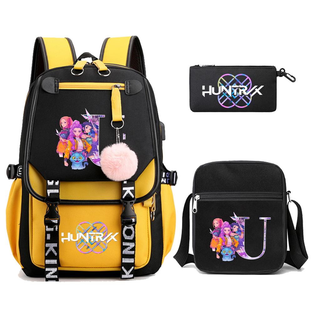 

3Pcs/set Anime 26 English Letter Printed Backpack with Shoulder Bag for Teenager Student Girl Boy Bookbag Large Capacity Travel Bag Kid Gift Rucksak