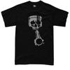 Piston T-Shirt Engineer JDM Drift Skull Silver Print T-shirt