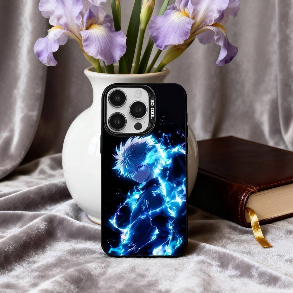 K-Killua Z-Zoldyck H-Hunter X Hunter Phone Case For iPhone17,16,15,14,13,12,11 Plus,Pro Max Black Candy silver phone case