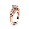 Huitan Luxury Rose Gold Color Flower Ring Zircon Inlaid Accessories Female Engagement Wedding Jewelry Ring For  Dropshipping