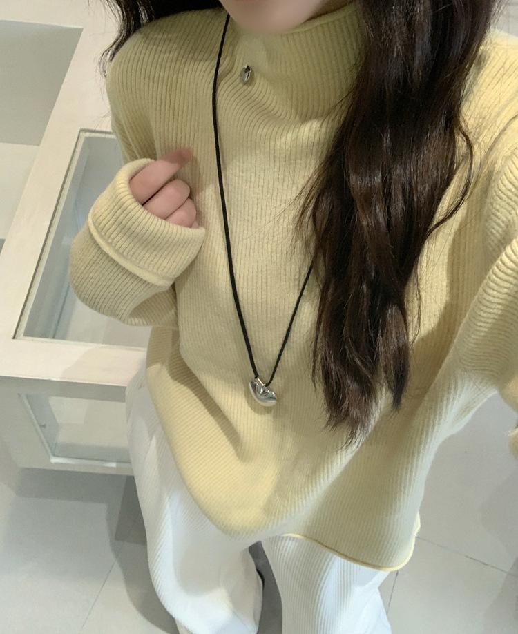 Blue turtleneck long-sleeved bottomed knitted sweater for women's autumn and winter large size fat mm loose thickened warm pullover sweater inside