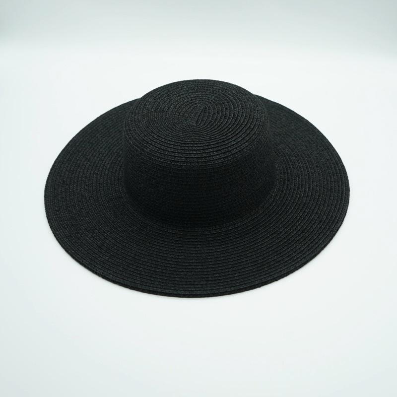 White Black French Retro Panama Versatile Light Board Flat Top Top Top Hat Women'S Summer Sunshade Sunscreen Street Shot Straw Hat