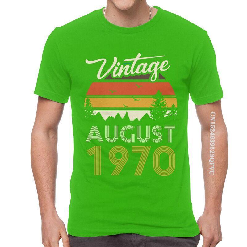 Vintage 1970 August T Shirt Mens Cotton Oversized Printing T Shirts Harajuku Tshirt 50th Birthday EMO Men Tees Tops