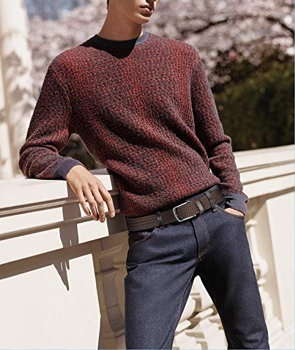 JUKMO Men's Casual Elastic Braided Golf Belt with Stretch Mesh, Gift Box Included (Coffee, Size M - Waist Length 80cm-90cm (Total Length 105cm))