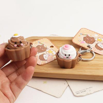 Cartoon Cake Clicker Keychain Toy Stress Relief Decompression Button Fidget Key Ring Backpack Hanging Decoration Bag Charm Purse Pendant