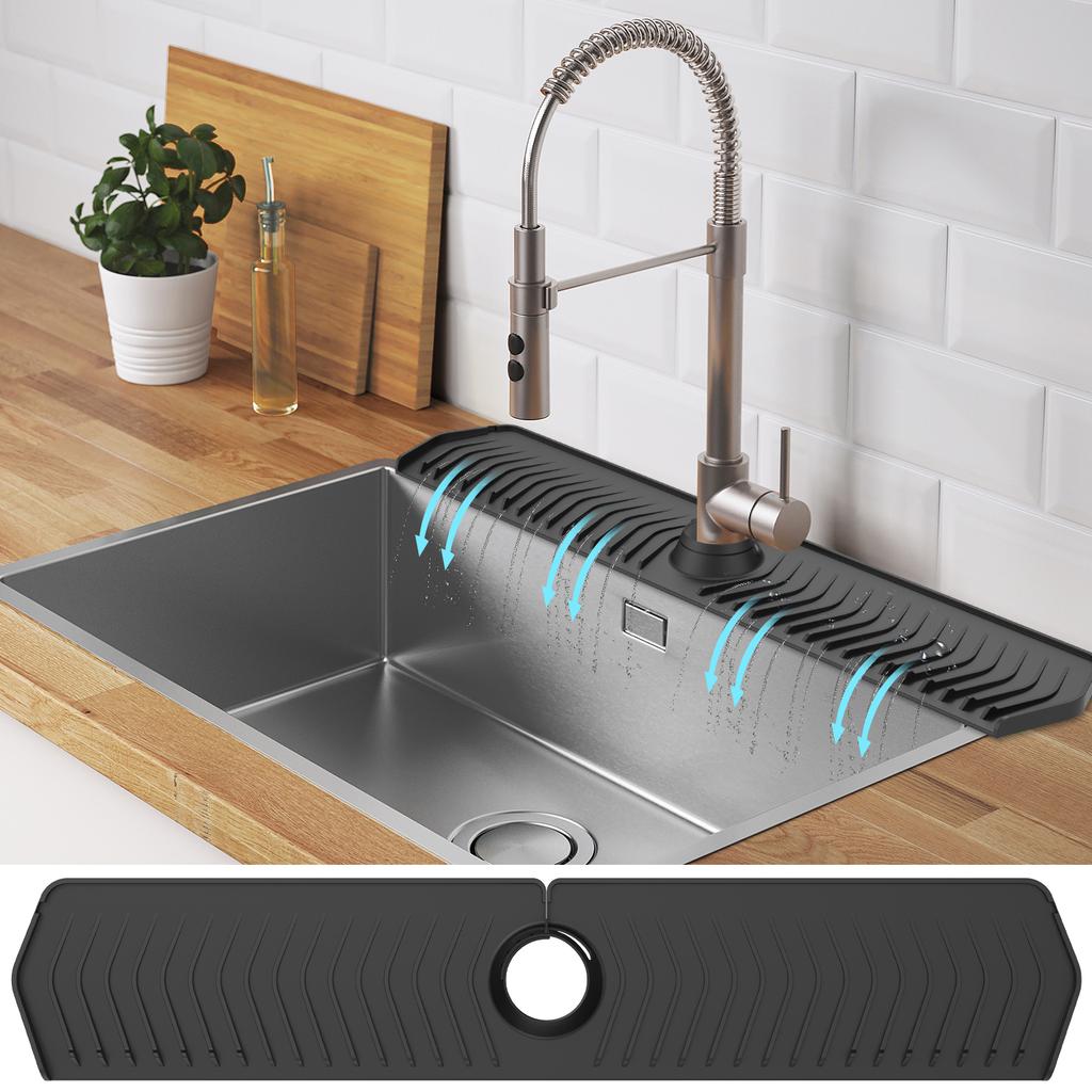 Kitchen Long Silicone Sink Faucet Mat Splash Guard Bathroom Absorbent Sink Splash Pad Countertop Protectors Mat Kitchen Gadgets