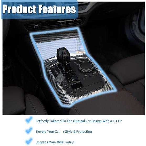 TINKI Car Center Console Gear Shift Panel Cover Trim Compatible for BMW 3 Series 3GT G20 G21 G22 G23 G26 G28 2019 2020 2021 2022 2023 2024 2025