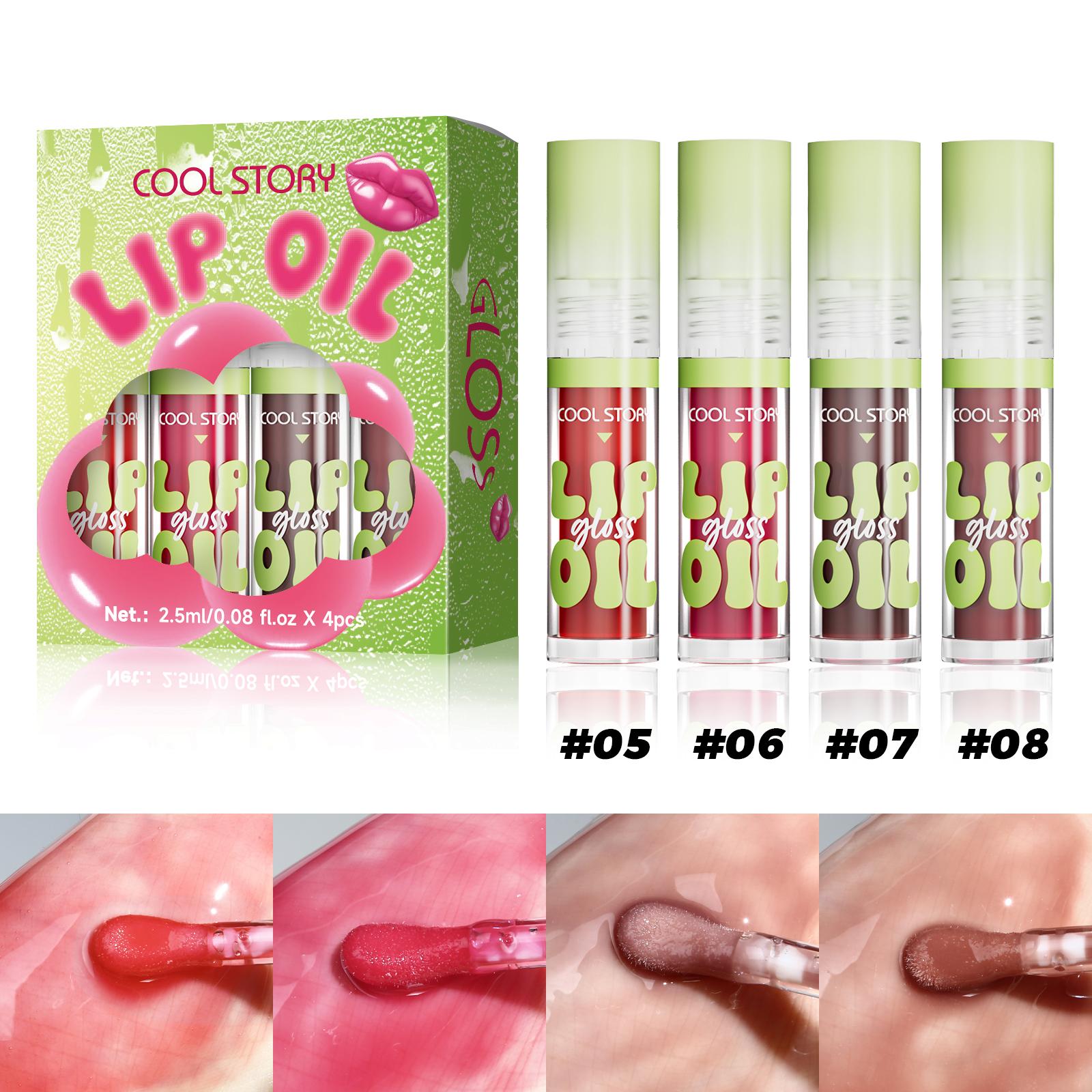 

Набор из 4-х цветных зеркальных блесков для губ, Увлажняющий для осени и зимы, Сексуальное и питательное масло для губ, Нелипкий макияж для губ B