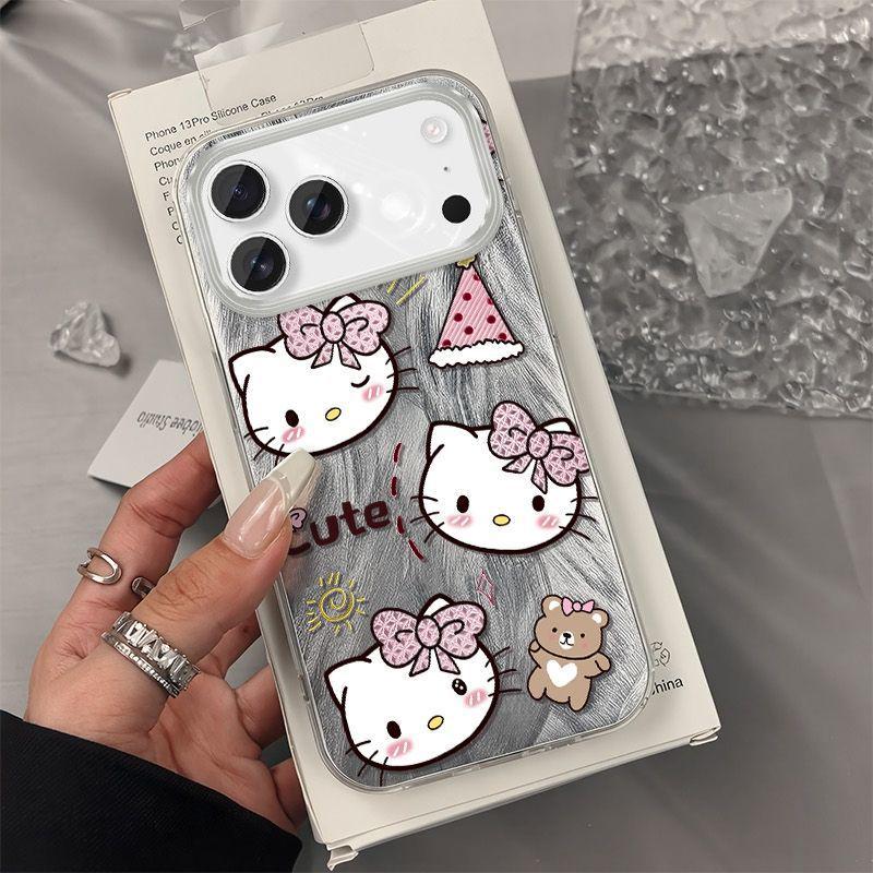 Stydlivý kreslený kryt Hello Kitty s tvrdou skořepinou pro iPhone 13/14/15/16PRO/17AIR