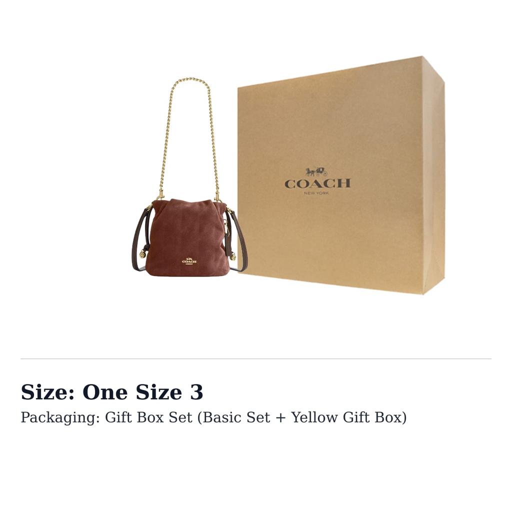 Coach Faye Suede With Smooth Leather Small Lucky Bag Crossbody Bag, Shoulder Bag Mini Women's Vintage Brown CDC42-IMYEF