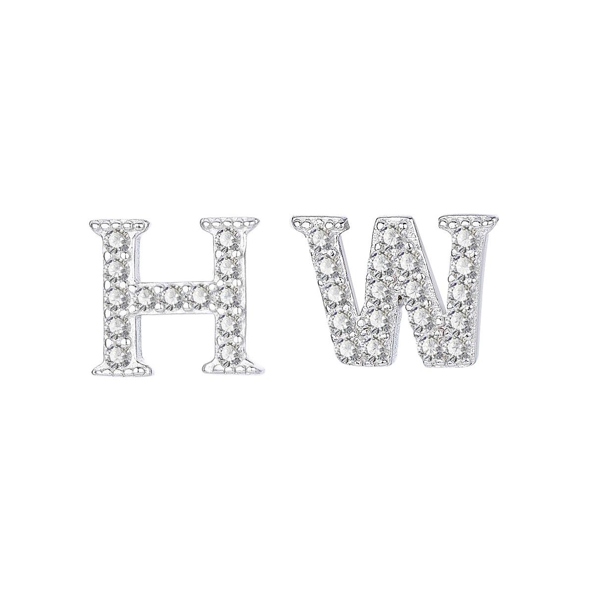 

S925 Sterling Silver Hw Letter Stud Earrings Fashion Asymmetrical Stud Earrings Exquisite Niche Design Sea King Earrings 925 Silver