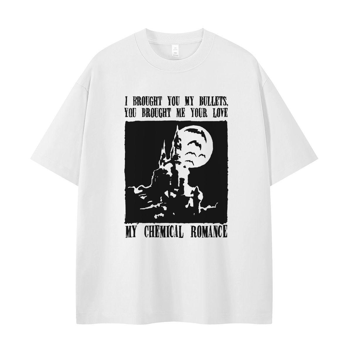 My Chemical Romance Band Retro American Street Vtg Off-the-shoulder Loose Rock Men s and Women s Short-sleeved T-shirts S разноцветный