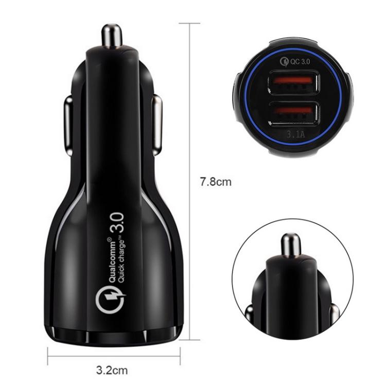 QC 3.0 Dual-USB 6A Schnelles Autoladegerät / Schnelles Laden für Mobiltelefone und Tablets
