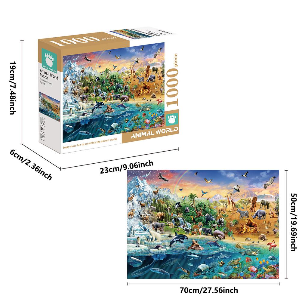 1000 Pieces Animal World Jigsaw Puzzles For Adults Home Decor Games Family Fun Floor Puzzles Educational Toys For Kids