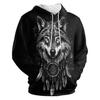 Amasnay Blue Flame Wolf Hoodies 3D Print Graphic Pullover Hooded Sweatshirt Hoodies with Big Pockets