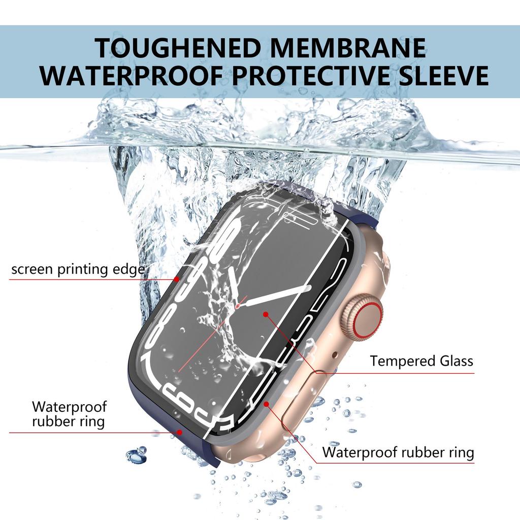 Waterproof Tempered Glass Case for Apple Watch Series 7-10