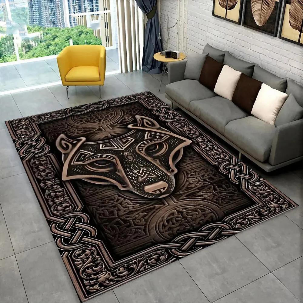 Nordic Viking Mythology Odin Valhalla Carpet Rug for Home Living Room Bedroom Sofa Doormat Decor,kid Area Rug Non-slip Floor Mat