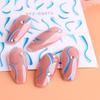 1 arkusz Ultra cienka geometria 3D nieregularna wirująca fala krowa naklejka do Manicure w stylu francuskim wzory pasków naklejka na linię paznokci