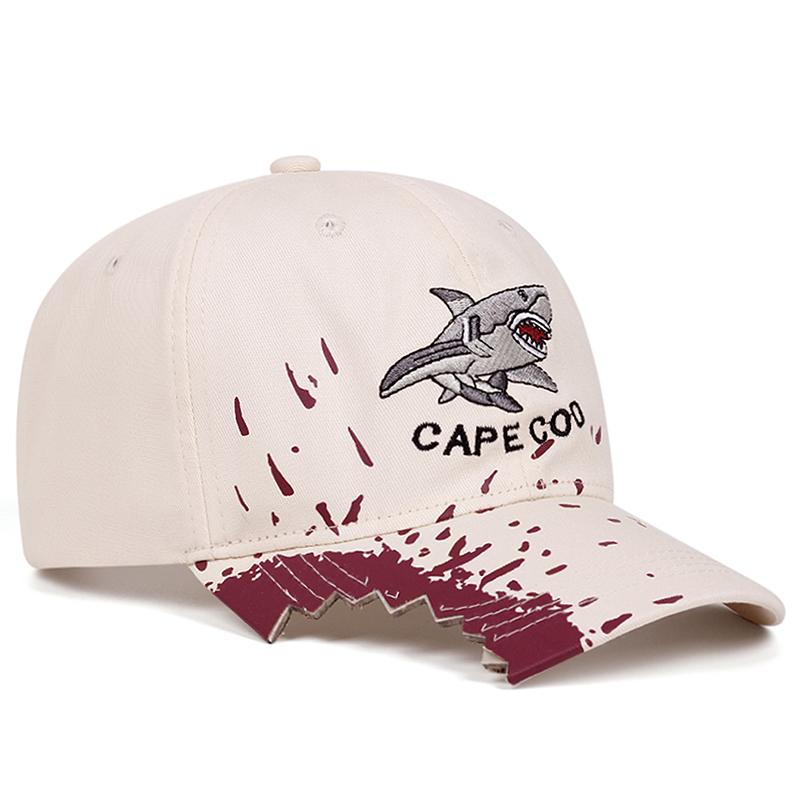 

2025 Simple New Hip Hop Hat Creative Shark Embroidery Skateboard Hat Personalized Fashion Gap Baseball Hat Outdoor Sunshade Hat бежевый