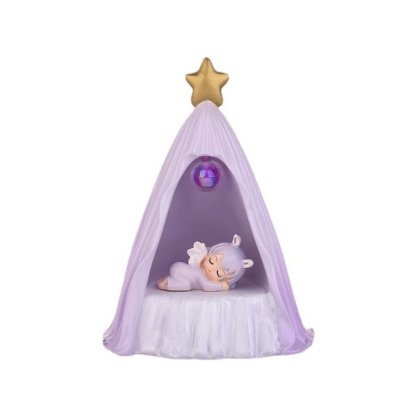 Lamp Night Warm Light Battery Powered Cartoon Cute Sleeping Shaped Girl