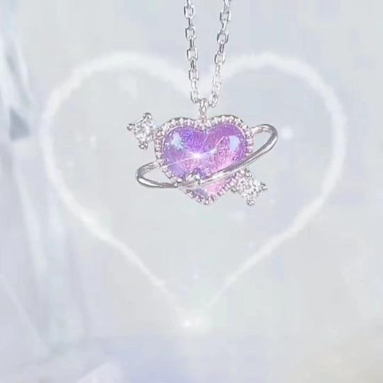 Women Clavicle Chain Necklace Cubic Zirconia Deamy Star Moon Pendant Adjustable with Extended Length Lady Necklace Wedding Party Travel Neck Jewelry