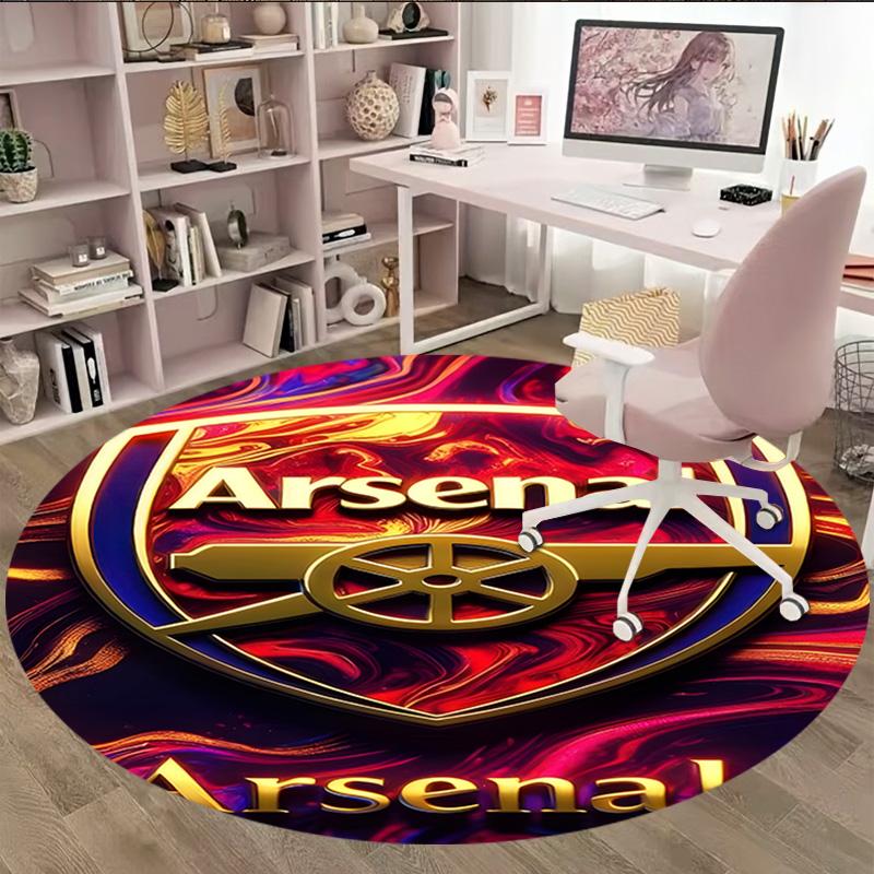 1pc A-Arsenal Carpet, Round Rug, Comfortable, Suitable for Entryways, Living Rooms, Office, And Bedrooms, Christmas Decoration