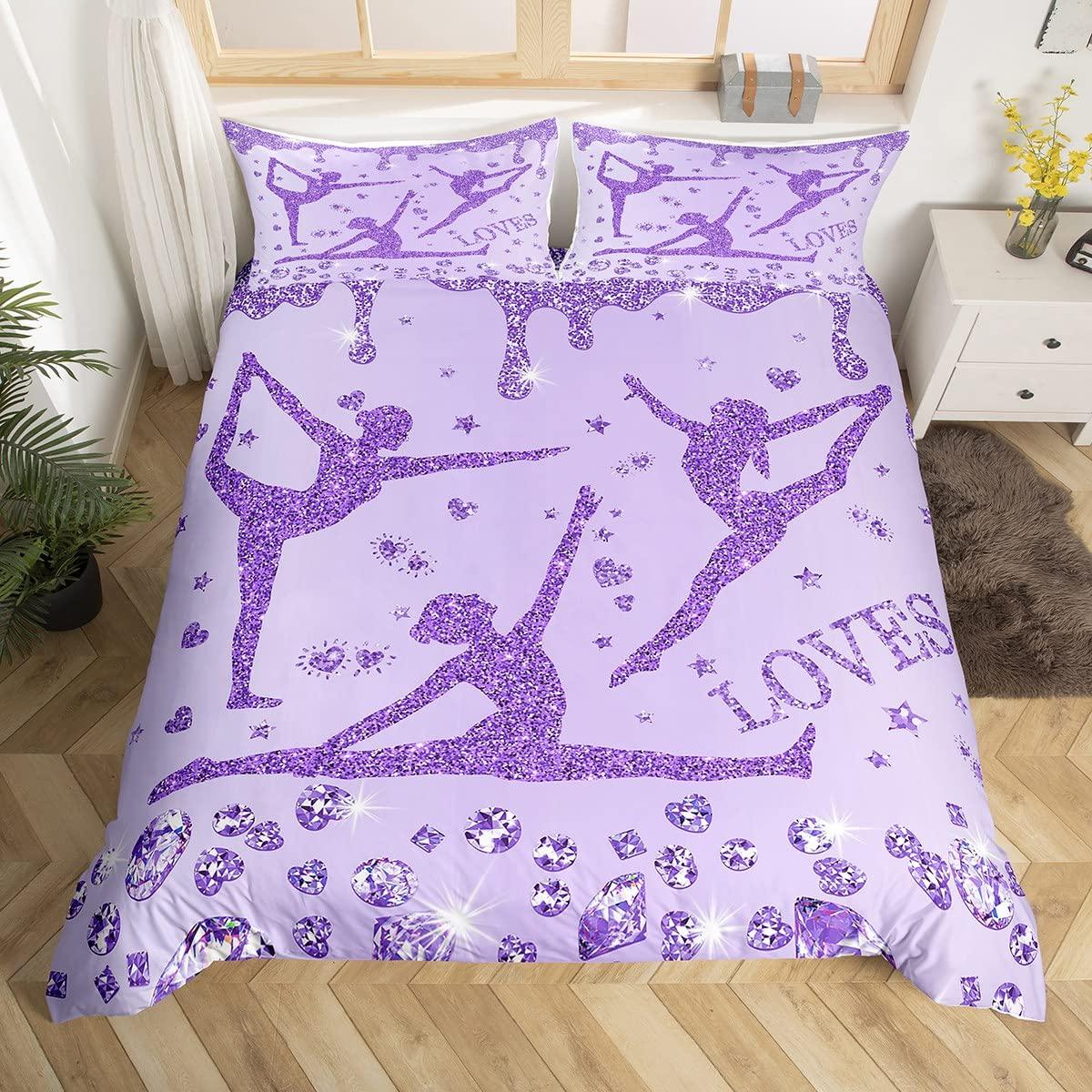 

Love Gymnastics Beding Soft Duvet Cover Set Ful Sized Dimensions Balet Beding Set Young Girls Daughter Children Kids Dance Lovers Warm Comforter Cover 100*200cm Single