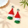 1 Pair Drop Earrings Sports-Themed Baseball Football Basketball Style Lightweight Soft Layered Tassels Red White Green Earrings Cheer Accessories
