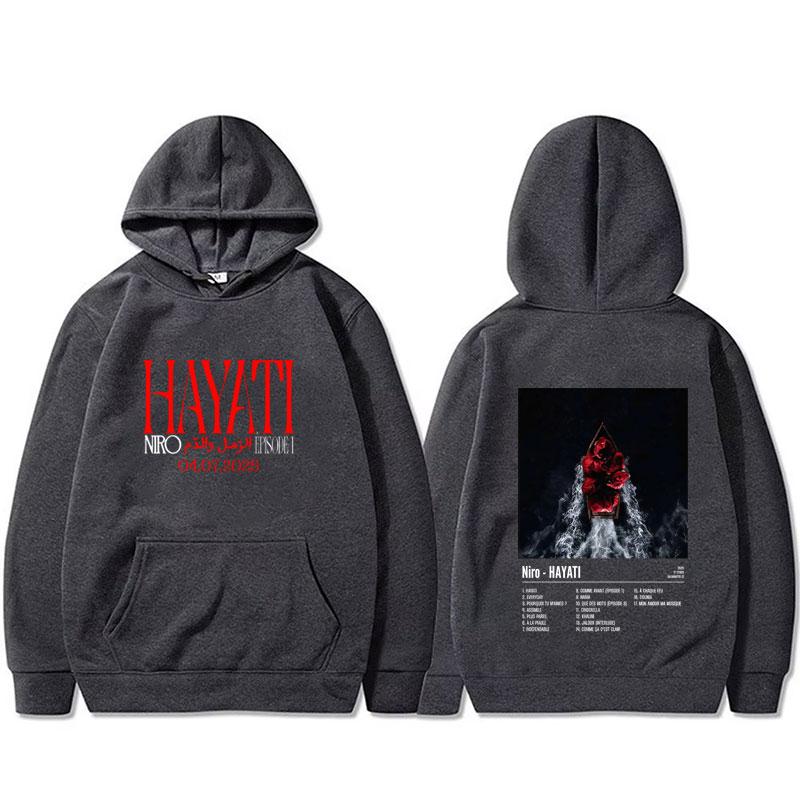 Rapper Niro HAYATI Album Graphic Hoodie Men Women Fashion Casual Oversized Pullover Hoodies Male Vintage Hip Hop Rock Streetwear