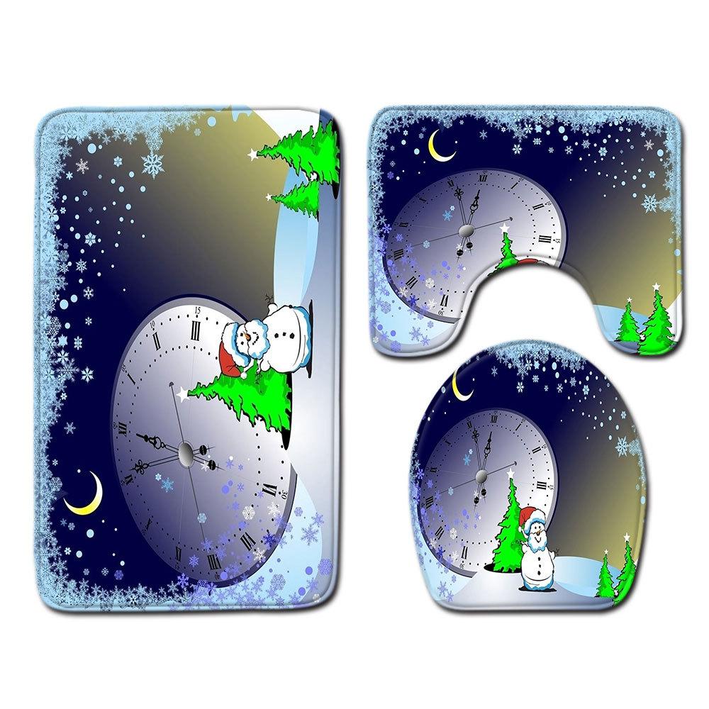 Christmas Bathroom Floor Mat Toilet Three-Piece Set