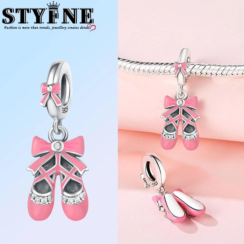 Exquisite Copper Ballet Dance Shoes High Top Canvas Shoe High Heels Charms Beads Fit Diy Bracelet Fine Birthday Jewelry Gift