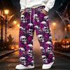 Men's Corduroy Straight Leg Joggers with Elastic Waistband and, Loose Fit Casual Pants, Halloween Print