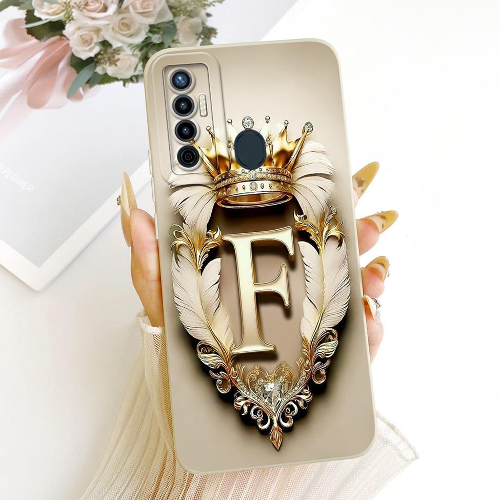 For Tecno Camon 17 CG6 CG6j Case For Techno Camon 17 Cover Luxury A-Z Letters 2D Painted Silicone Casing
